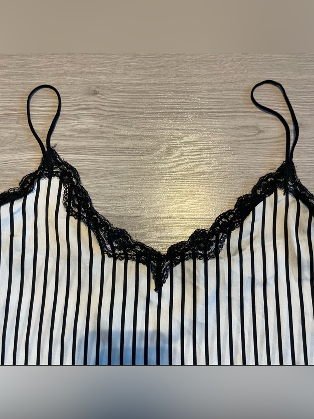 Zara Striped Black and White Lace Trim Cami Top - Picture 3 of 6